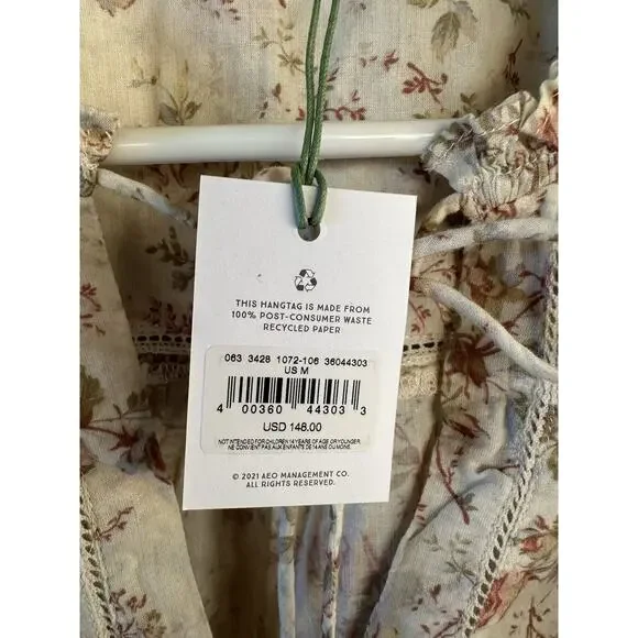AE77 American Eagle Floral Boho Blouse Size M NWT Retail $148 - Picture 5 of 7